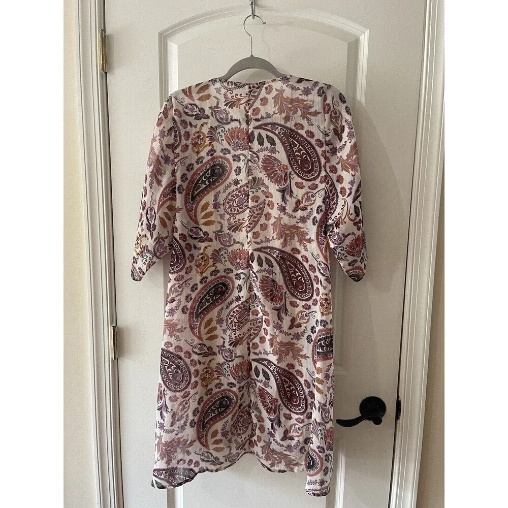 American Eagle Women’s Size XS Paisley Print Lace Trim Boho Kimono - Picture 3 of 9